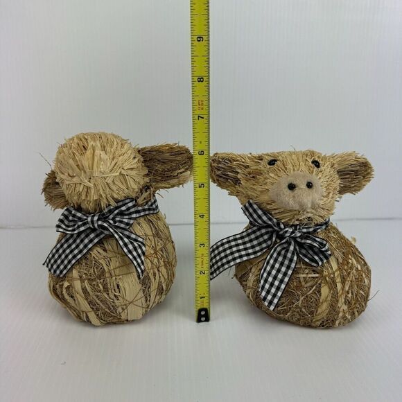 Straw Hay Farm Animal Set Cow Pig Farmhouse Decoration Lightweight - Picture 3 of 9